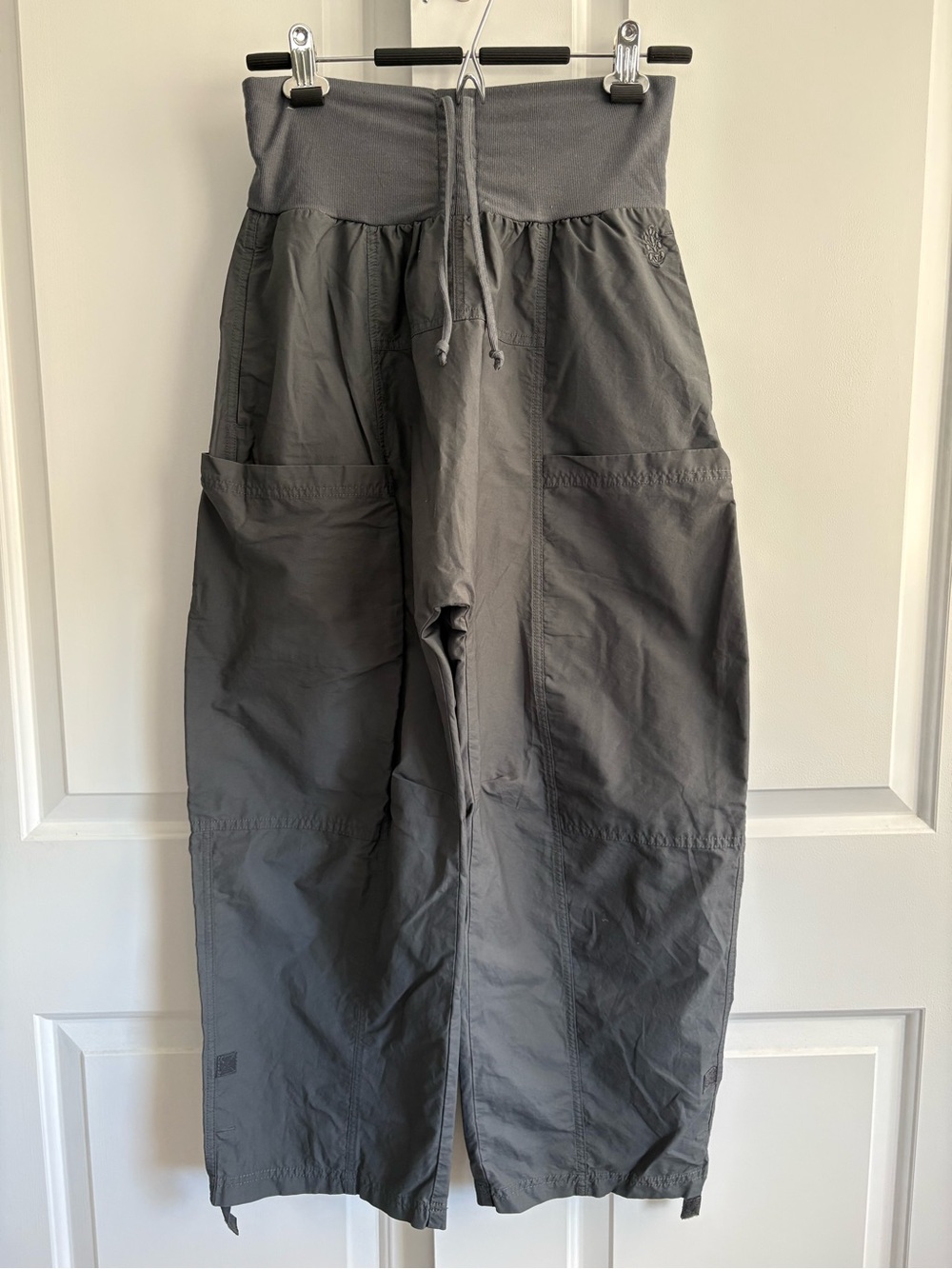 Free People Movement Barrel Leg Grey Banded Waist Pants - Small